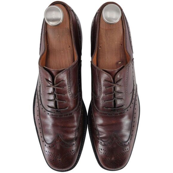 Salvatore Ferragamo Tramezza Brown Leather Wingtip Oxfords Men 11.5D Dress Shoes - Picture 12 of 14